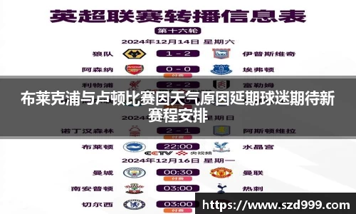 布莱克浦与卢顿比赛因天气原因延期球迷期待新赛程安排